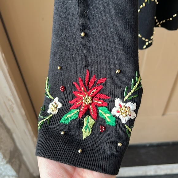 Vintage CB Collections Sz M Black Embellished Christmas Sweater Cardigan - Picture 5 of 8